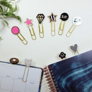 Gold Sticker Paper Clips, Woman Bookmark Paper Clips, Planner Accessory, Station